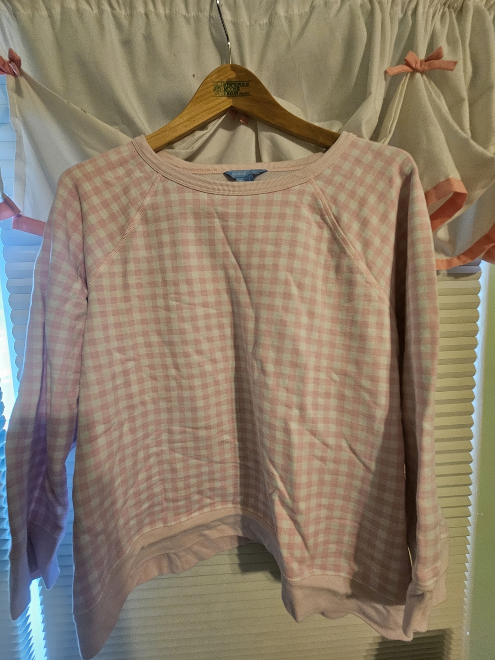 Draper James Pink & White Gingham Sweatshirt